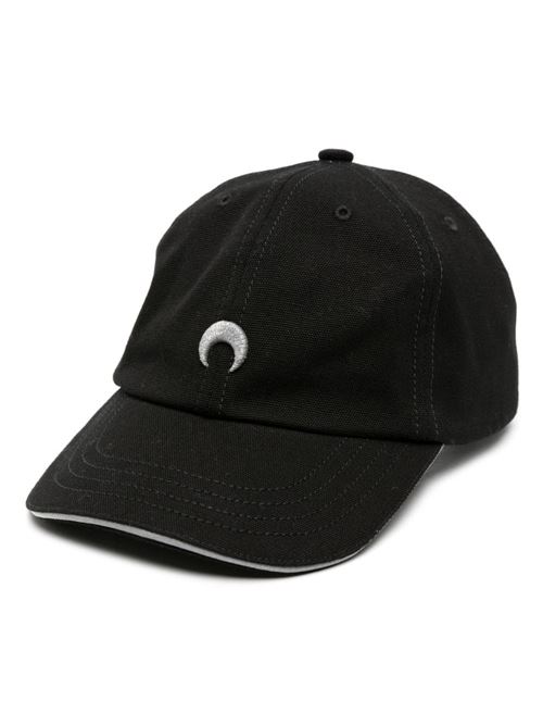 Black cotton canvas Crescent Moon hat Marine Serre | UHG001CWOV0029BK99